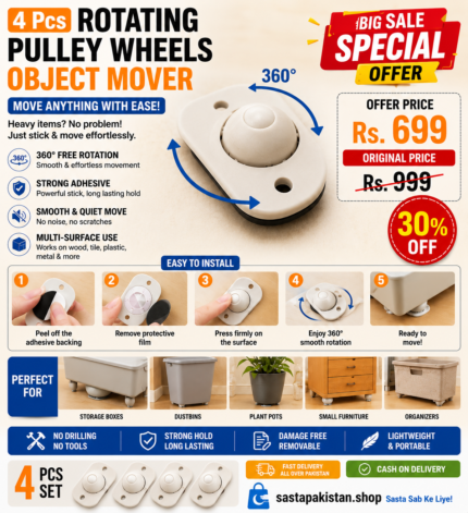 4 Pcs Rotating Pulley wheels Object Mover